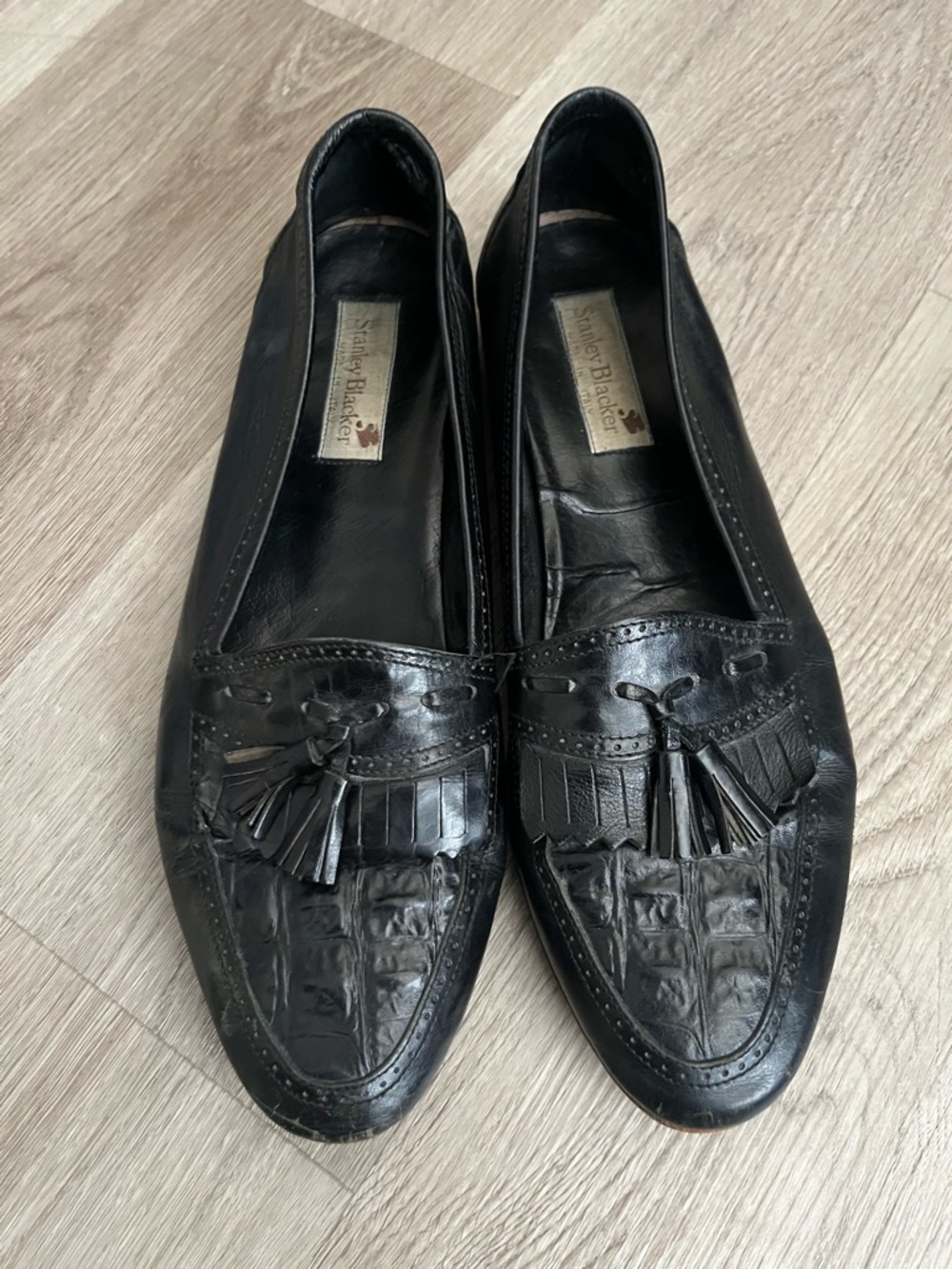 Men’s Black Tassel Leather Loafers size 10.5